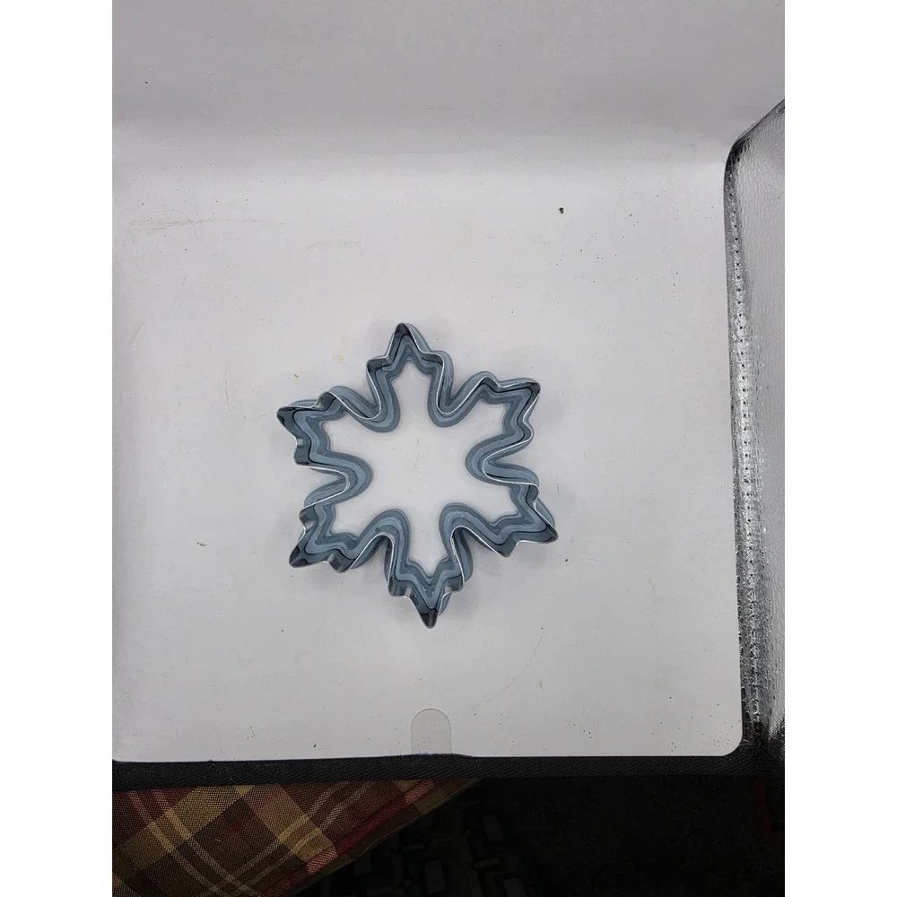 Blue Snowflake Cookie Cutter Metal with Comfort Grip Winter Holiday Baking Tool